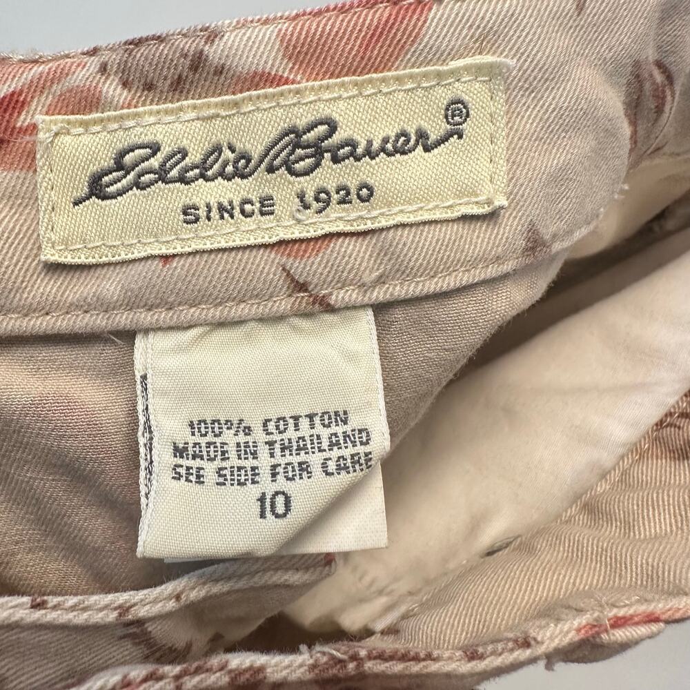 Vintage 90s Eddie Bauer Midi Skirt Size 10 Floral Cream Red Equestrian Preppy - Picture 3 of 10